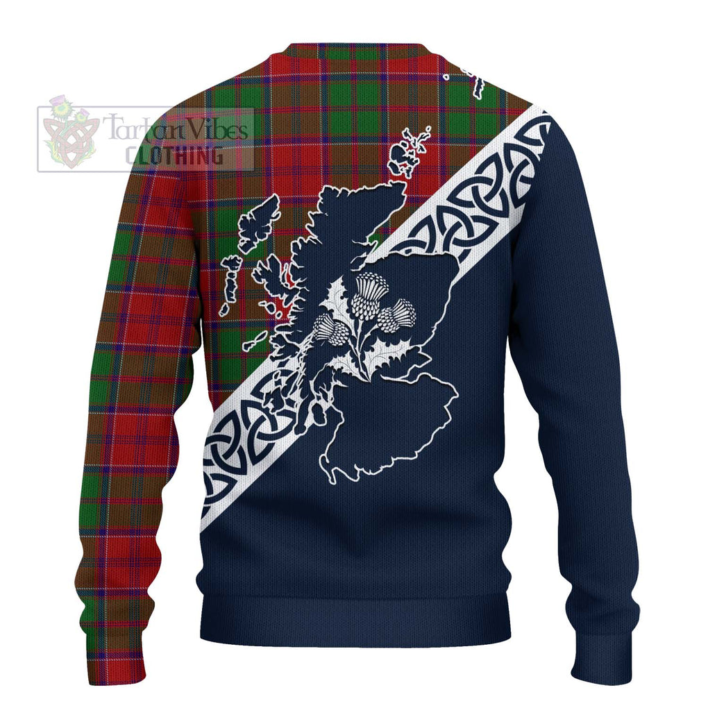 Tartan Vibes Clothing Grant Tartan Knitted Sweater Featuring Thistle and Scotland Map