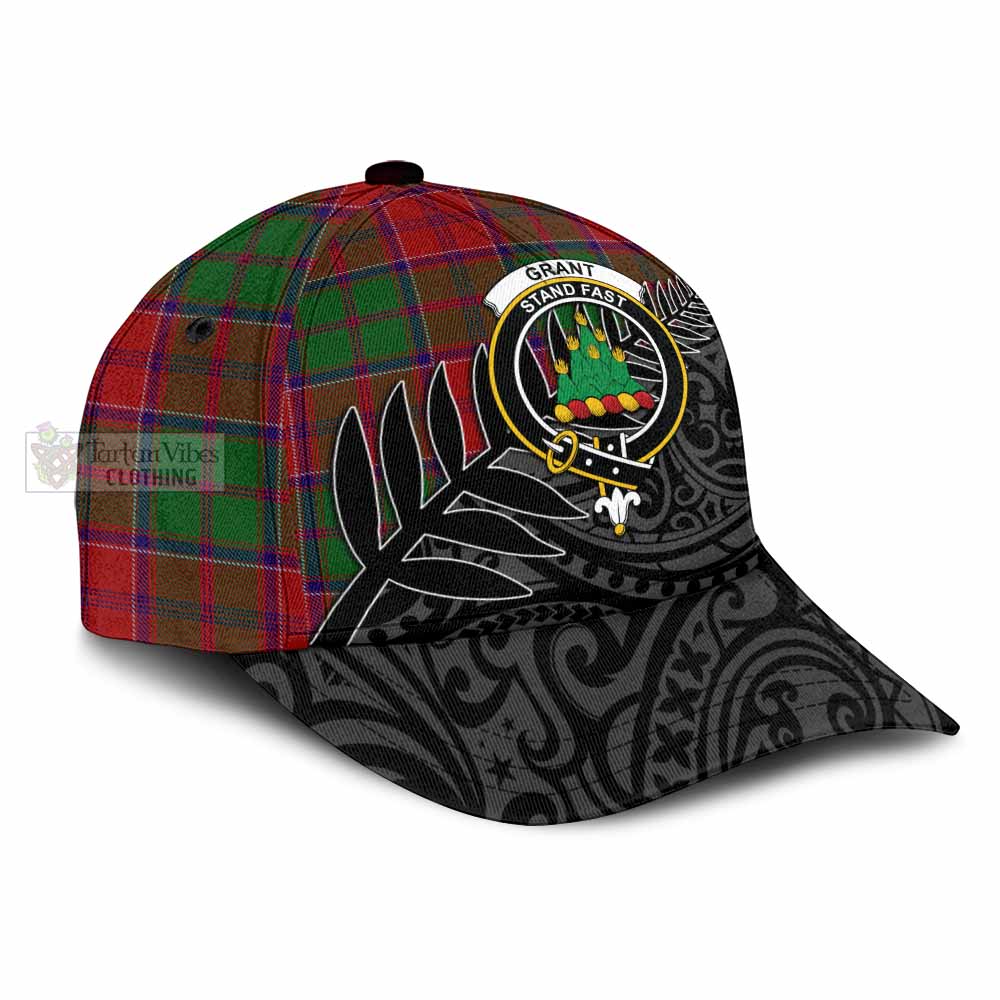 Tartan Vibes Clothing Grant Tartan Classic Cap with New Zealand Silver Fern Half Style