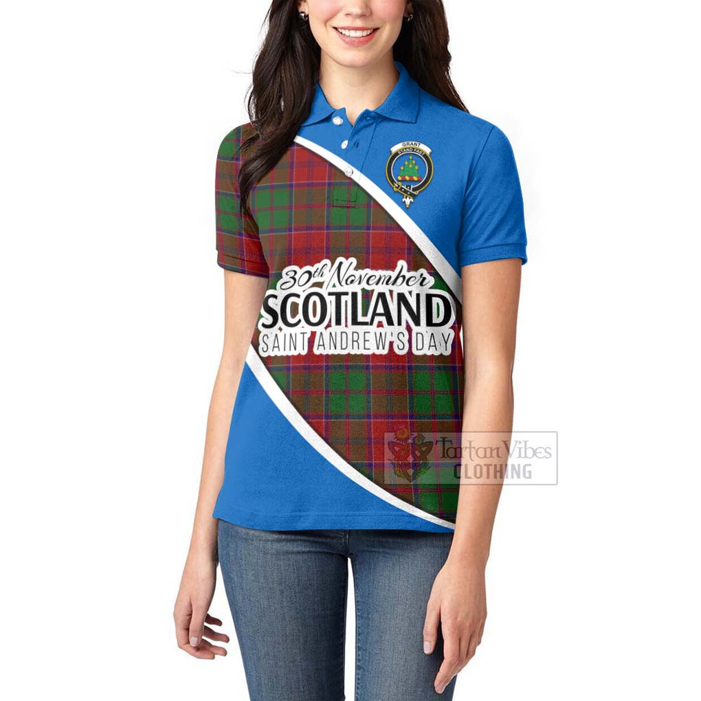 Tartan Vibes Clothing Grant Family Crest Tartan Women's Polo Shirt Celebrate Saint Andrew's Day in Style