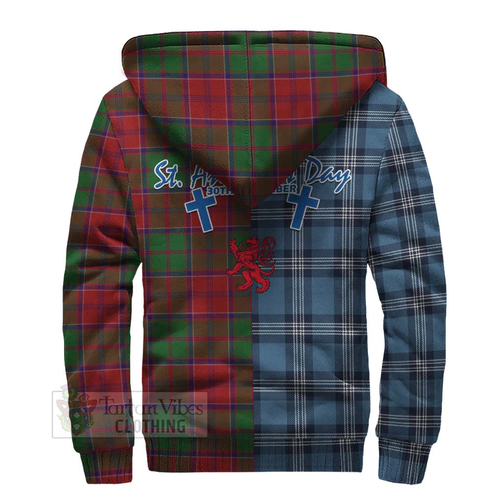 Tartan Vibes Clothing Grant Tartan Sherpa Hoodie Happy St. Andrew's Day Half Tartan Style