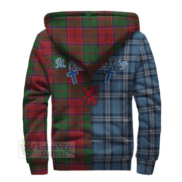 Grant Tartan Sherpa Hoodie Happy St. Andrew's Day Half Tartan Style