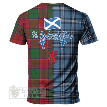 Grant Tartan T-Shirt Happy St. Andrew's Day Half Tartan Style