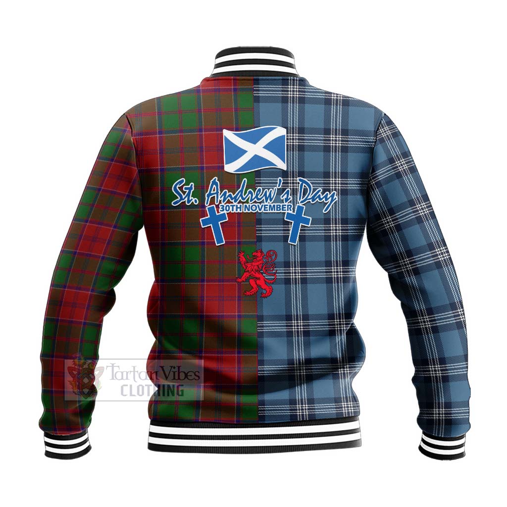 Tartan Vibes Clothing Grant Tartan Baseball Jacket Happy St. Andrew's Day Half Tartan Style