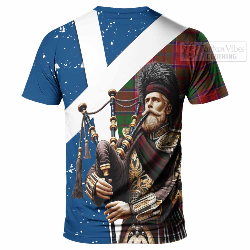 Tartan Vibes Clothing Grant Tartan T-Shirt with Family Crest Scottish Bagpiper Vibes