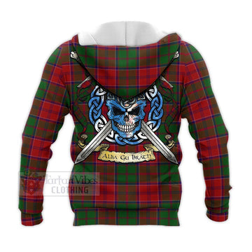 Grant Tartan Knitted Hoodie with Family Crest Celtic Skull Style