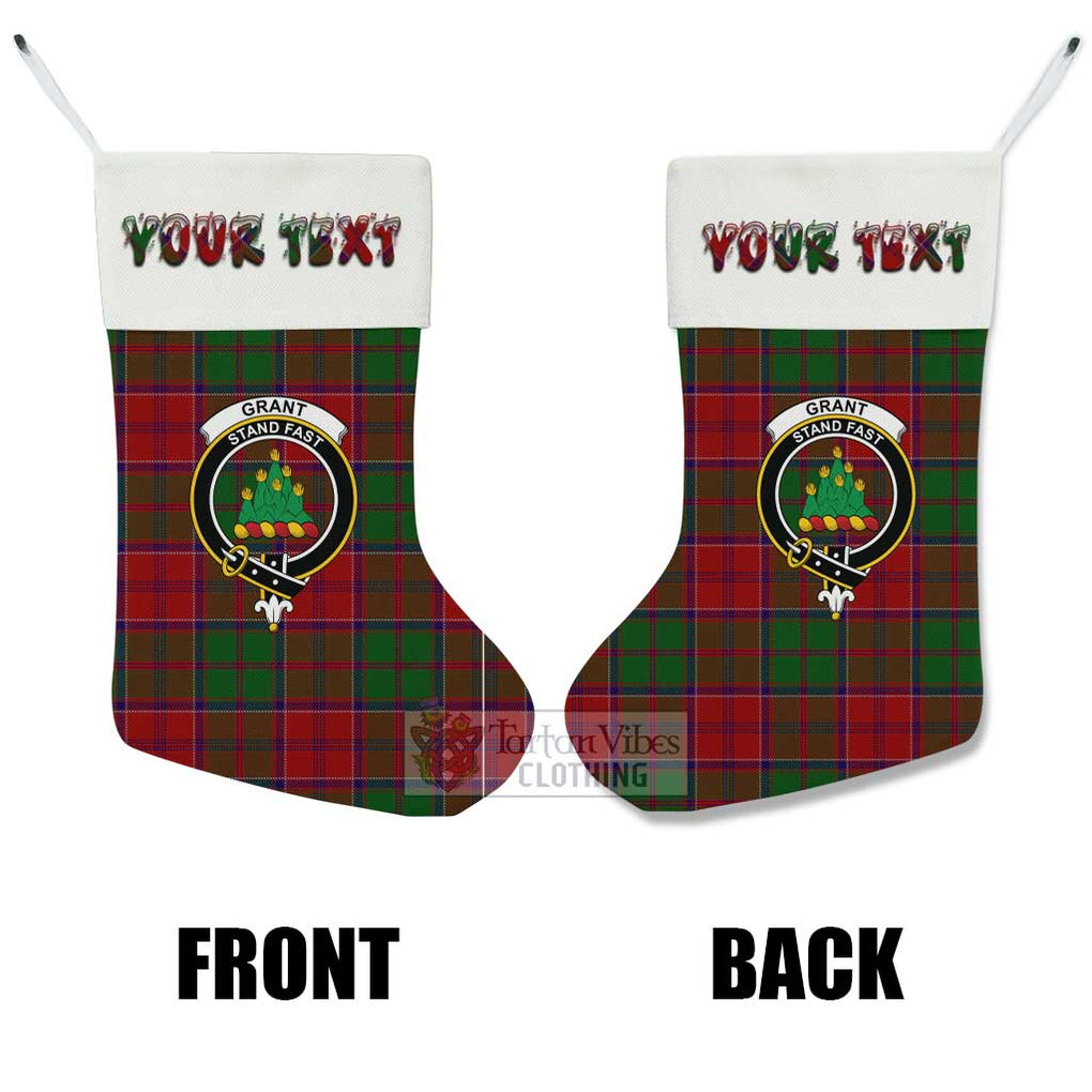 Tartan Vibes Clothing Grant Tartan Family Crest Christmas Stocking with Personalized Text