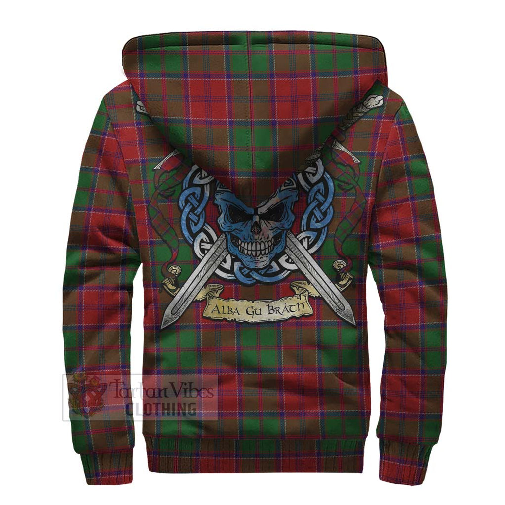 Tartan Vibes Clothing Grant Tartan Sherpa Hoodie with Family Crest Celtic Skull Style