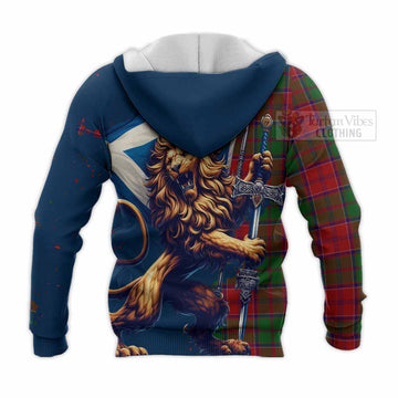 Grant Tartan Family Crest Knitted Hoodie with Scottish Majestic Lion