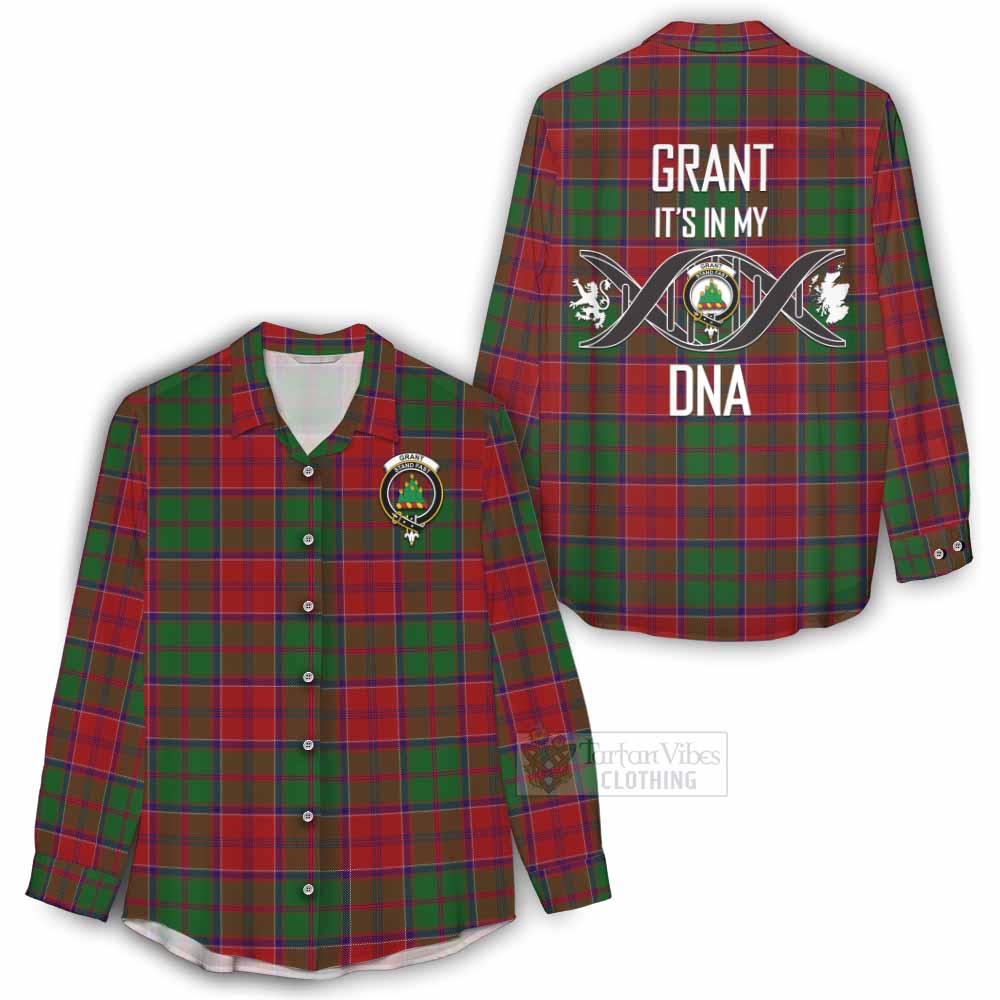 Tartan Vibes Clothing Grant Tartan Women's Casual Shirt with Family Crest DNA In Me Style