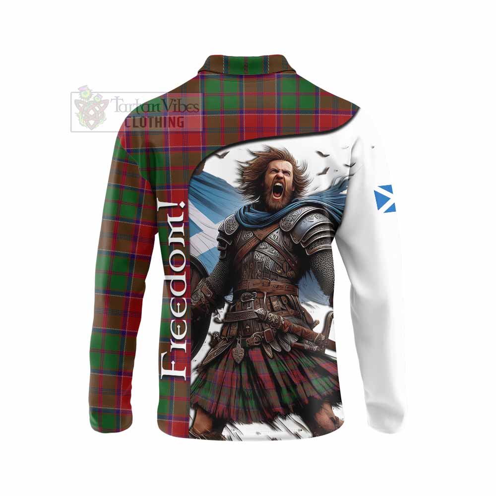 Tartan Vibes Clothing Grant Crest Tartan Long Sleeve Polo Shirt Inspired by the Freedom of Scottish Warrior