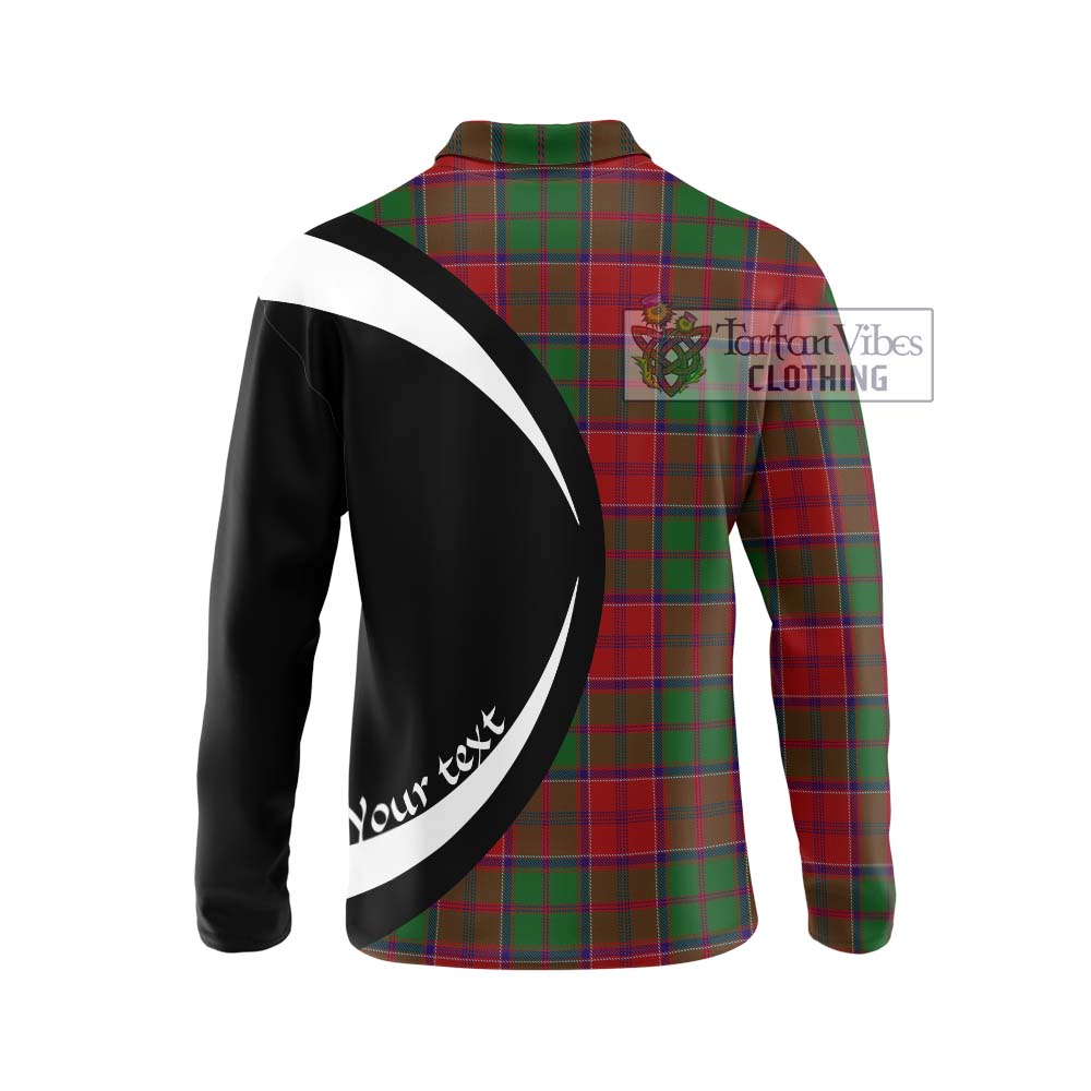 Grant Tartan Long Sleeve Polo Shirt with Family Crest Circle Style - Tartan Vibes Clothing