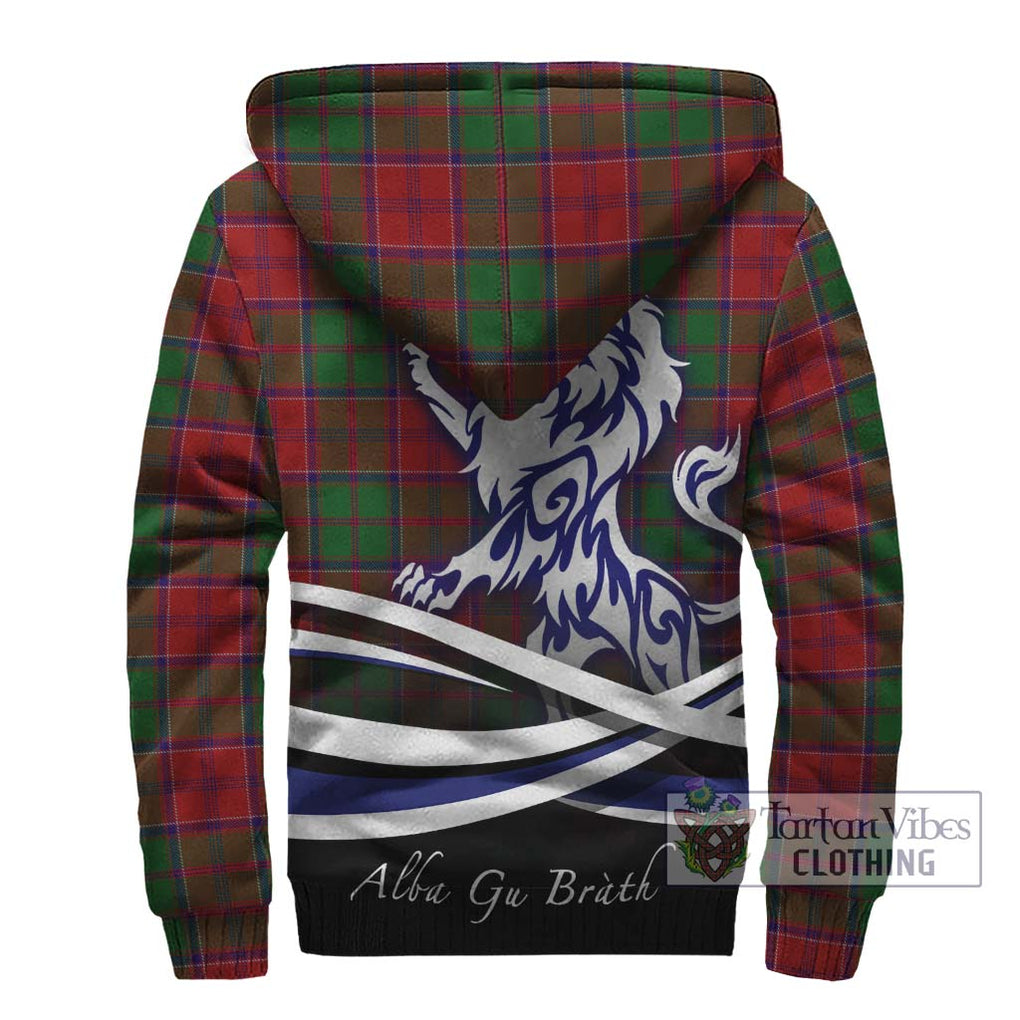 Grant Tartan Sherpa Hoodie with Alba Gu Brath Regal Lion Emblem - Tartanvibesclothing Shop