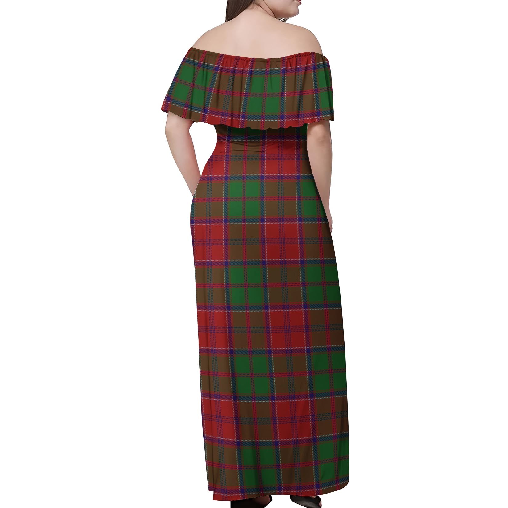 Grant Tartan Off Shoulder Long Dress - Tartanvibesclothing