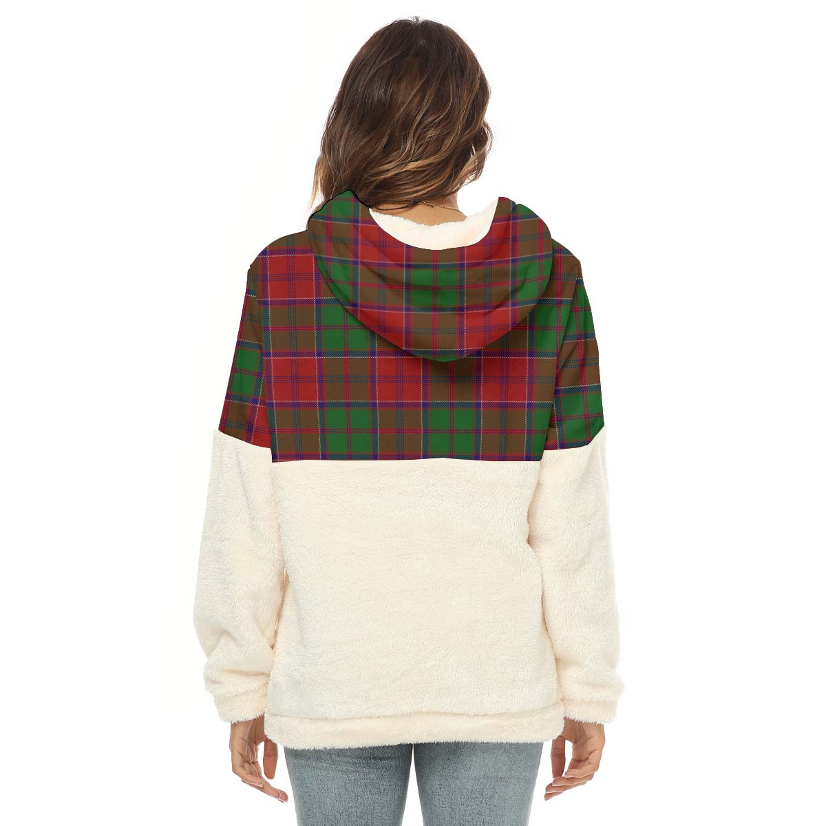 Grant Tartan Half Style Women's Borg Fleece Hoodie with Half Zip - Tartan Vibes Clothing