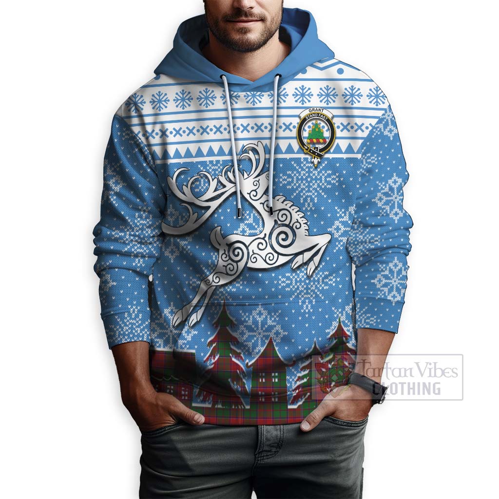 Grant Clan Christmas Hoodie Celtic Reindeer Style - Tartan Vibes Clothing