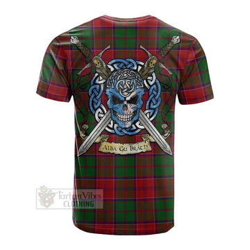 Grant Tartan Cotton T-shirt with Family Crest Celtic Skull Style