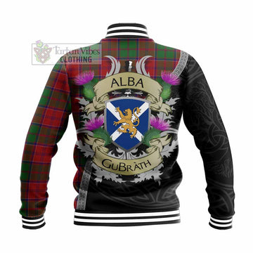Grant Tartan Family Crest Baseball Jacket Lion Rampant Royal Thistle Shield Celtic Inspired - Tartan Vibes Clothing
