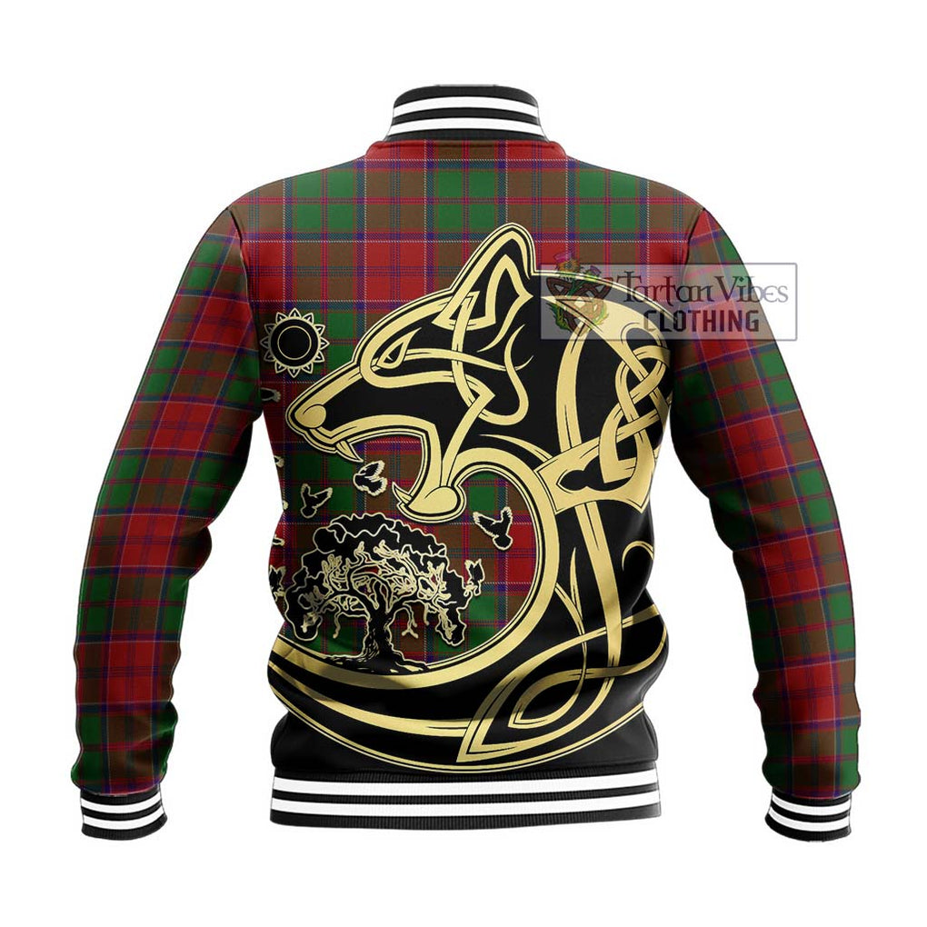 Grant Tartan Baseball Jacket with Family Crest Celtic Wolf Style - Tartan Vibes Clothing