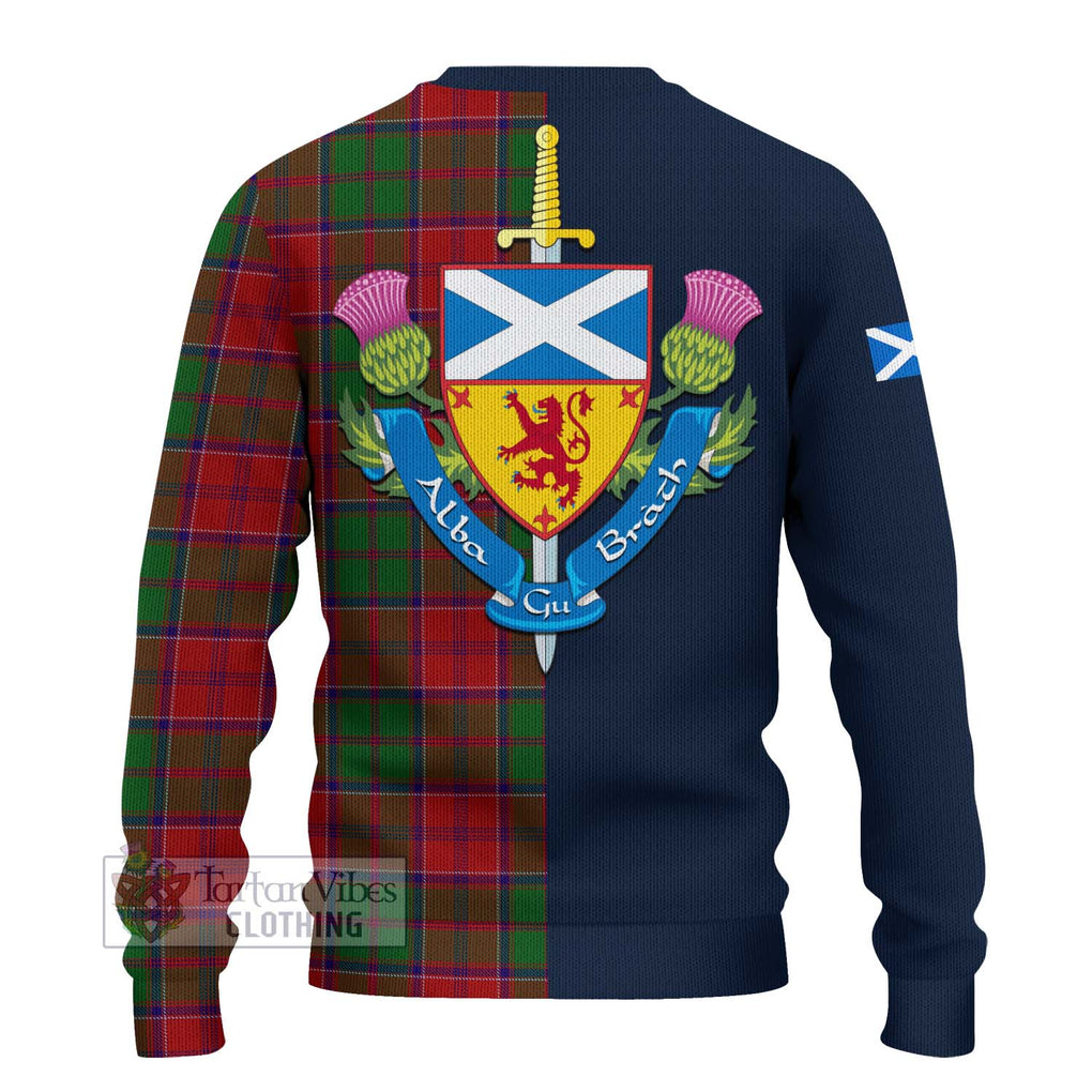 Tartan Vibes Clothing Grant Tartan Knitted Sweater with Scottish Lion Royal Arm Half Style