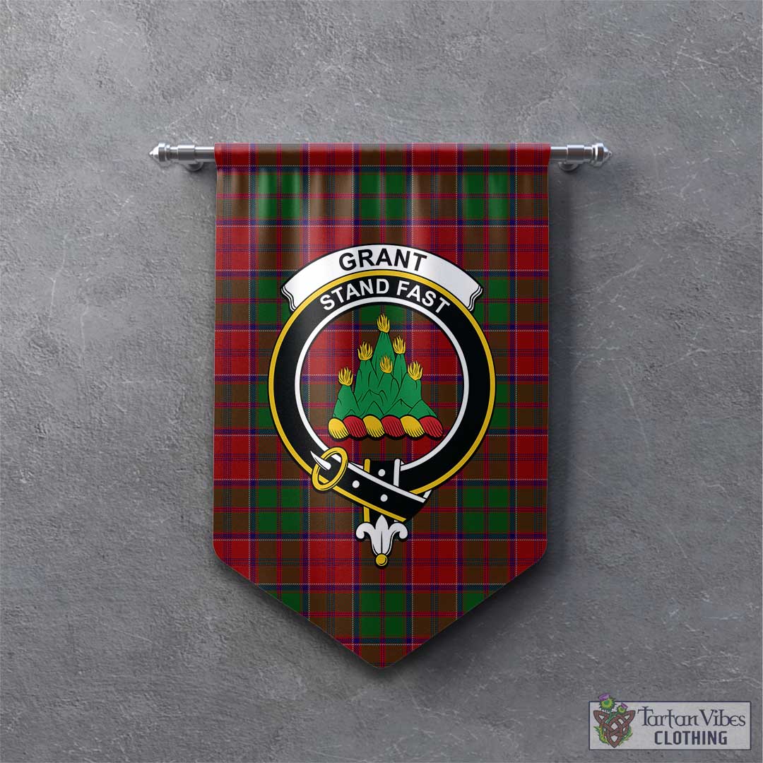 Tartan Vibes Clothing Grant Tartan Gonfalon, Tartan Banner with Family Crest