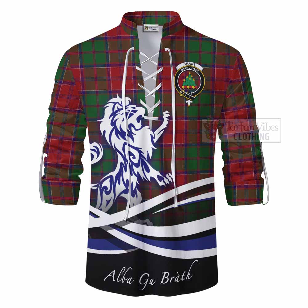 Grant Tartan Ghillie Kilt Shirt with Alba Gu Brath Regal Lion Emblem - Tartan Vibes Clothing