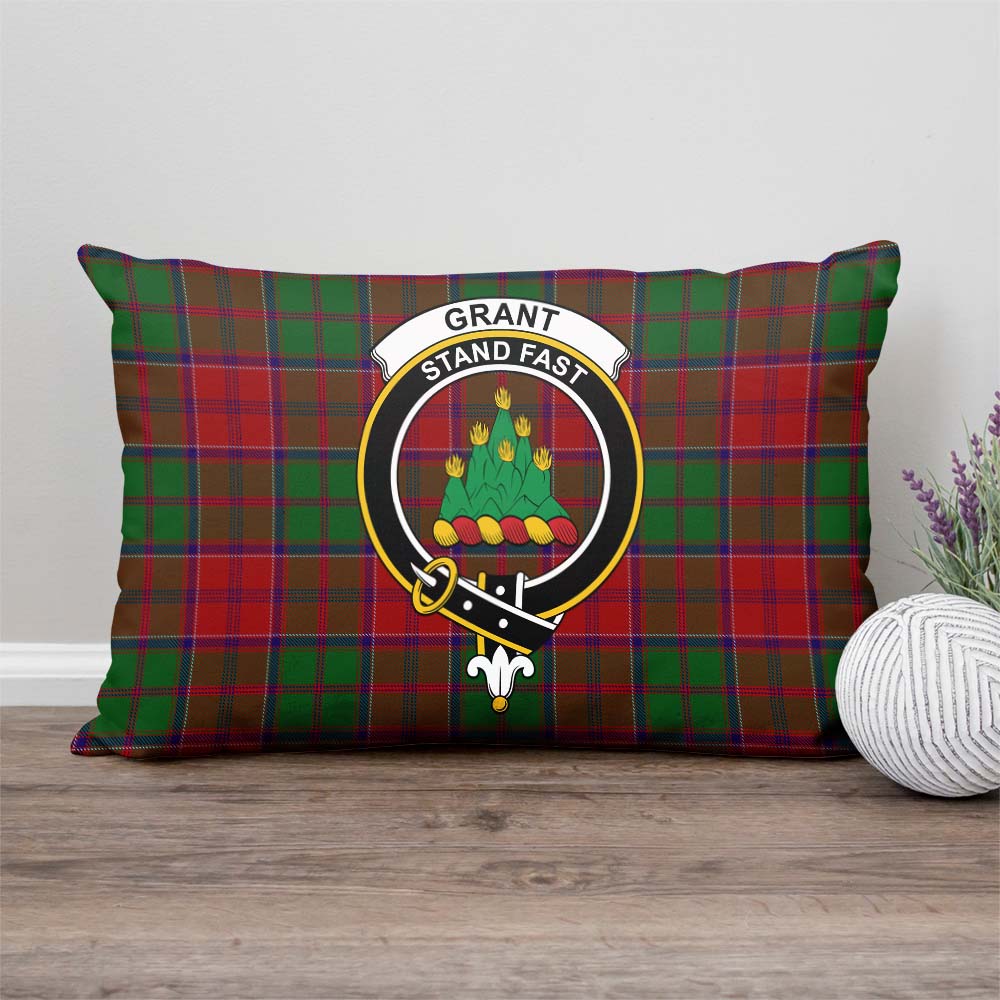 Grant Tartan Pillow Cover with Family Crest Rectangle Pillow Cover - Tartanvibesclothing