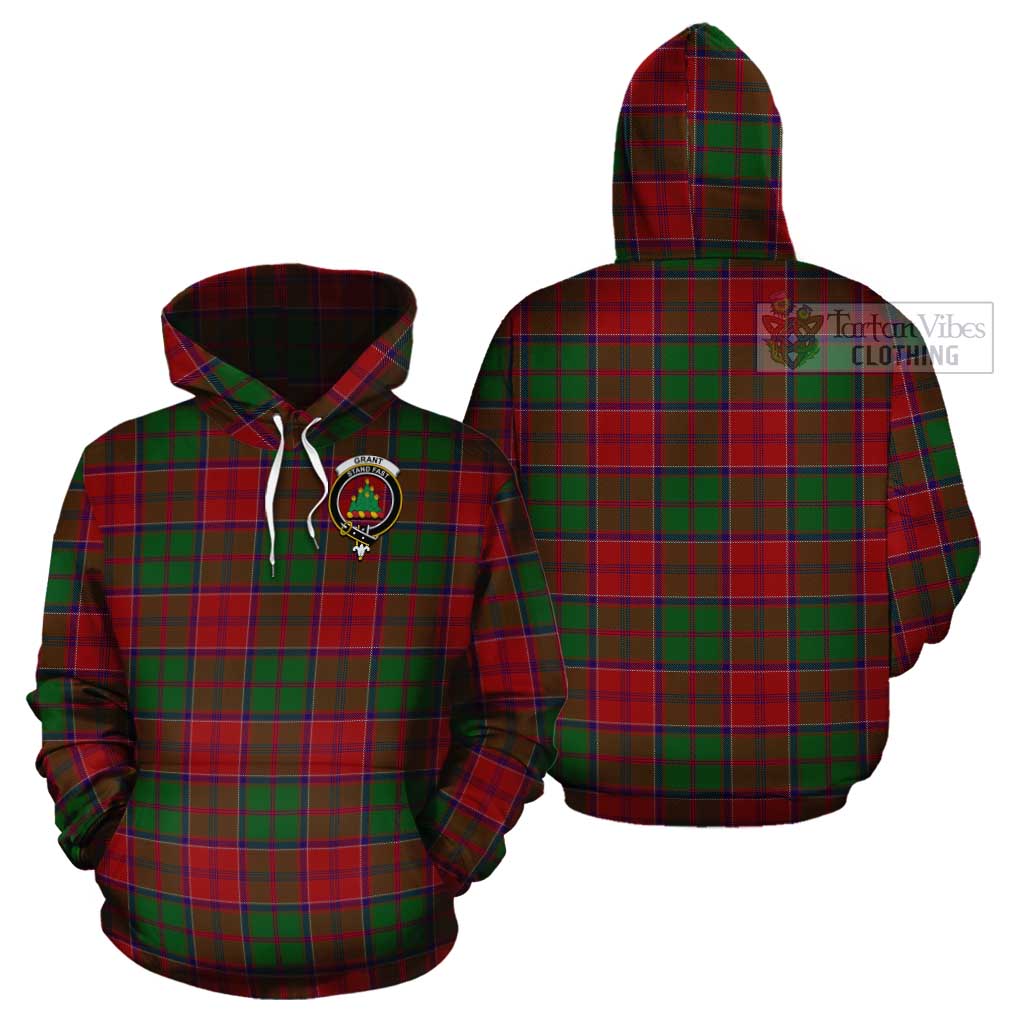 Tartan Vibes Clothing Grant Tartan Cotton Hoodie with Family Crest