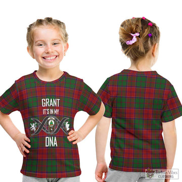Grant Tartan Kid T-Shirt with Family Crest DNA In Me Style - Tartan Vibes Clothing