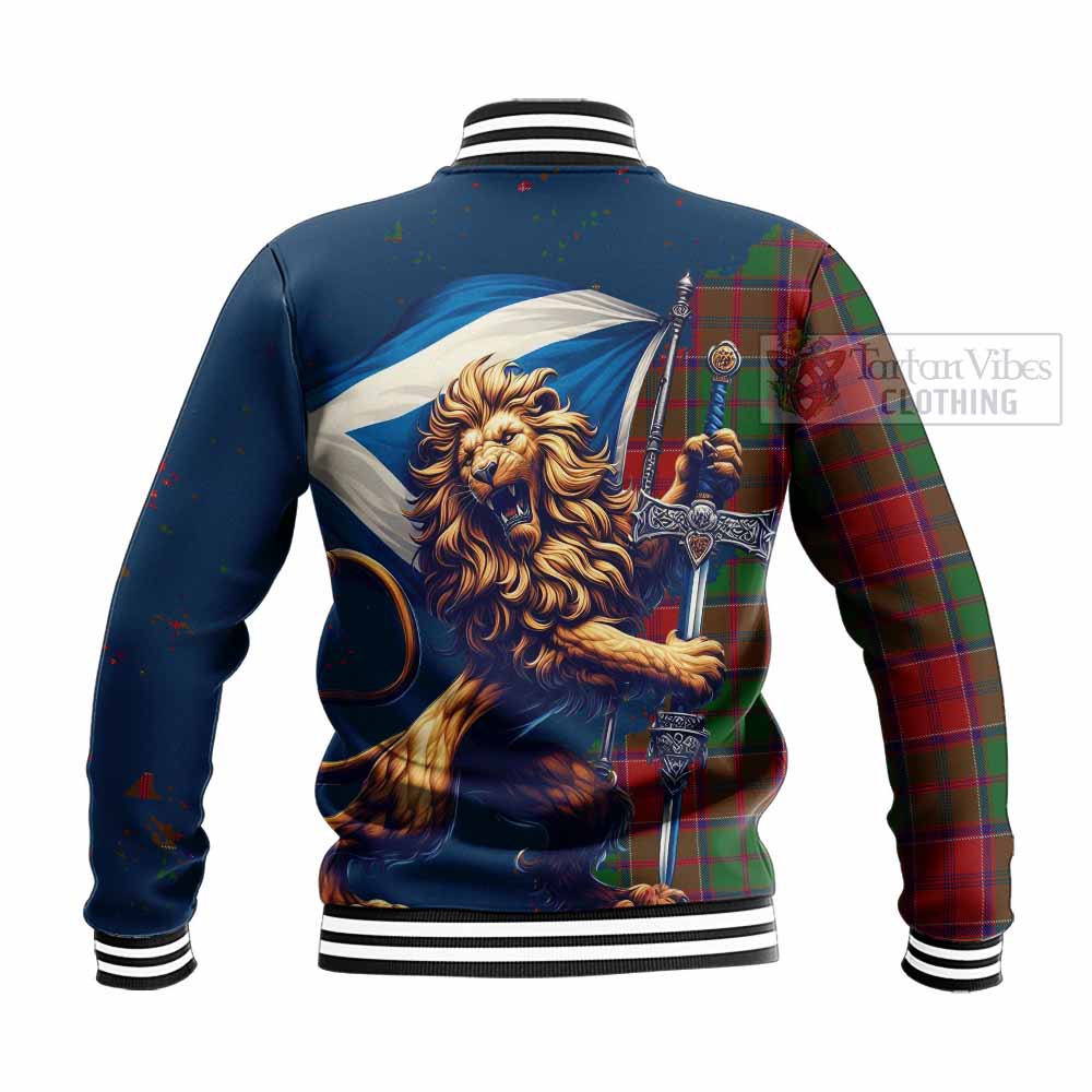 Tartan Vibes Clothing Grant Tartan Family Crest Baseball Jacket with Scottish Majestic Lion