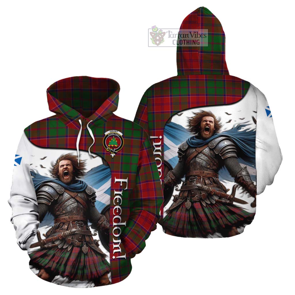 Tartan Vibes Clothing Grant Crest Tartan Cotton Hoodie Inspired by the Freedom of Scottish Warrior