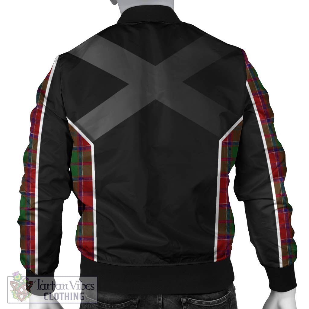 Tartan Vibes Clothing Grant Tartan Bomber Jacket with Family Crest and Scottish Thistle Vibes Sport Style