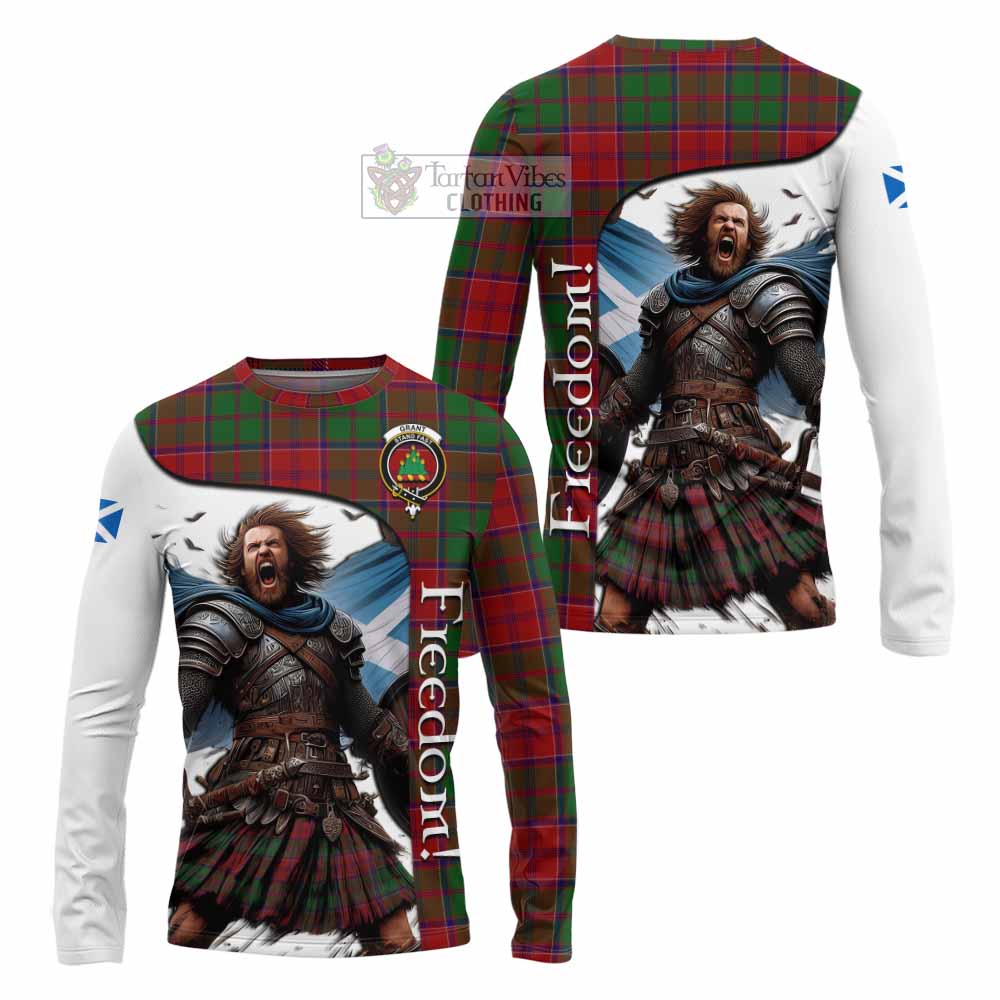 Tartan Vibes Clothing Grant Crest Tartan Long Sleeve T-Shirt Inspired by the Freedom of Scottish Warrior