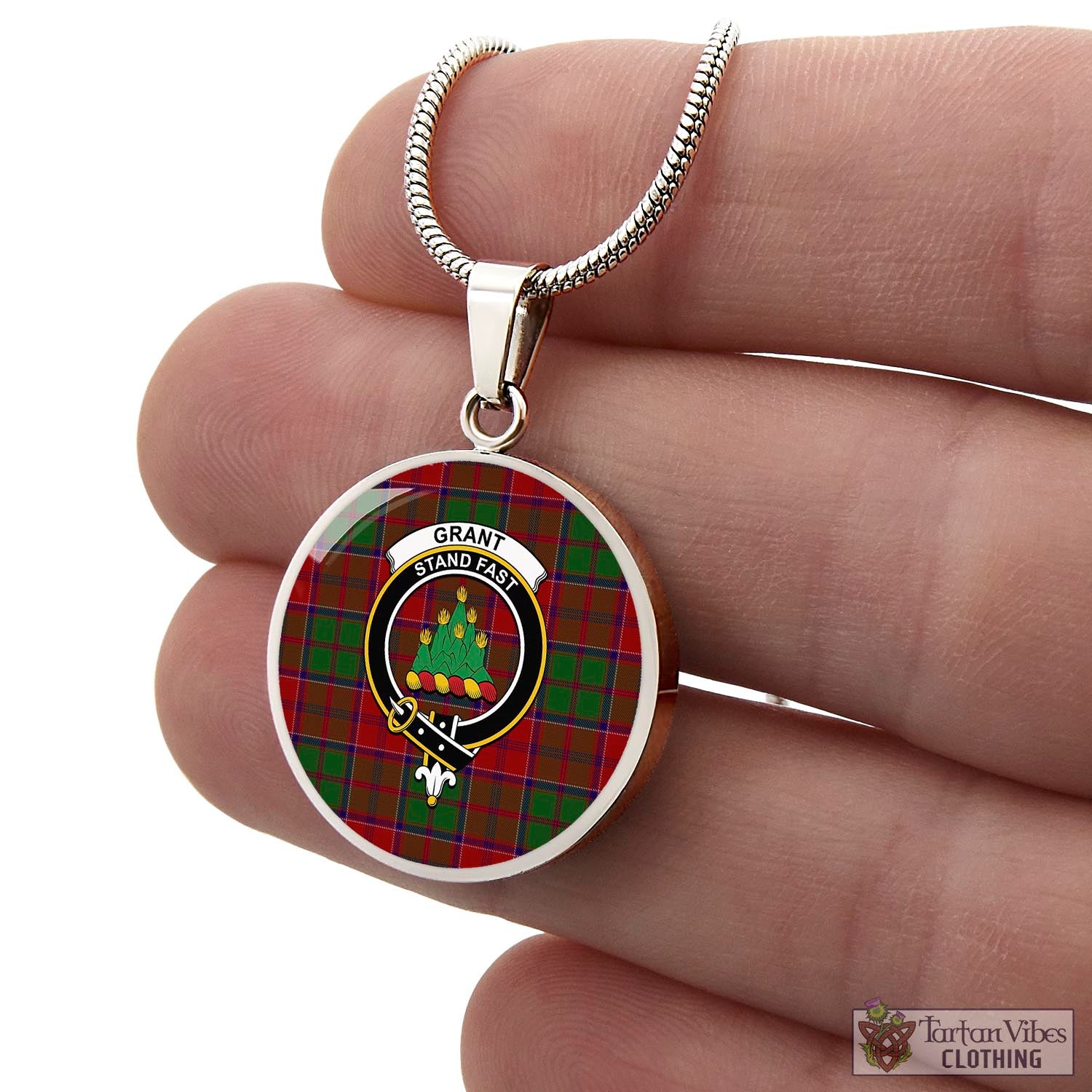 Tartan Vibes Clothing Grant Tartan Circle Necklace with Family Crest