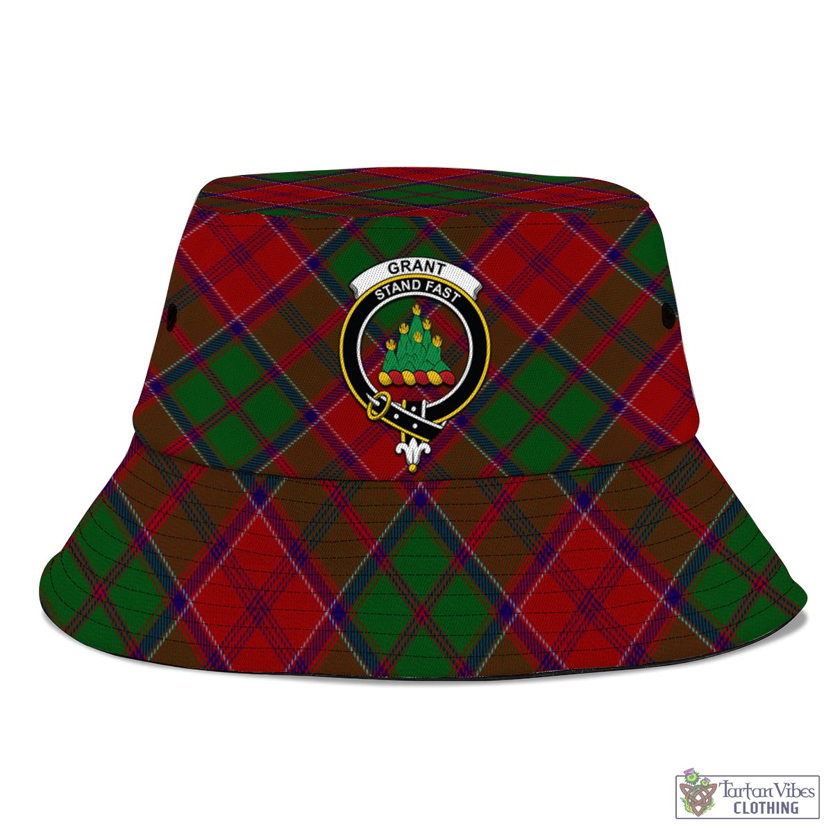 Tartan Vibes Clothing Grant Tartan Bucket Hat with Family Crest