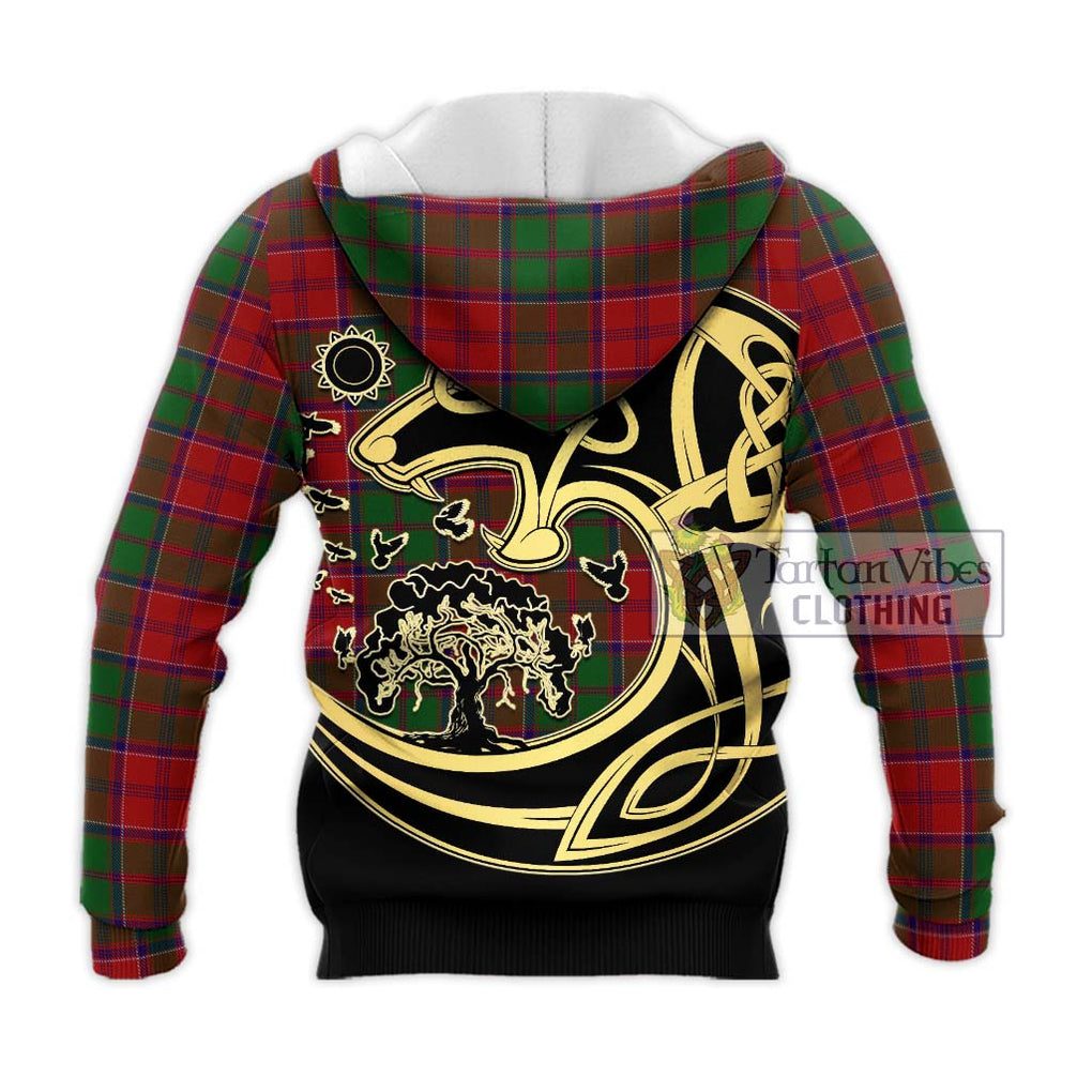 Grant Tartan Knitted Hoodie with Family Crest Celtic Wolf Style - Tartan Vibes Clothing