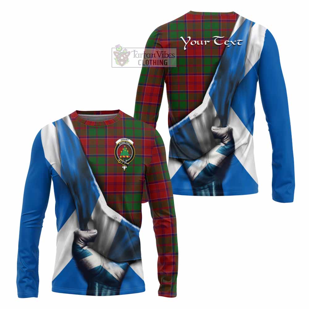 Tartan Vibes Clothing Grant Tartan Long Sleeve T-Shirt with Family Crest Scotland Patriotic Style