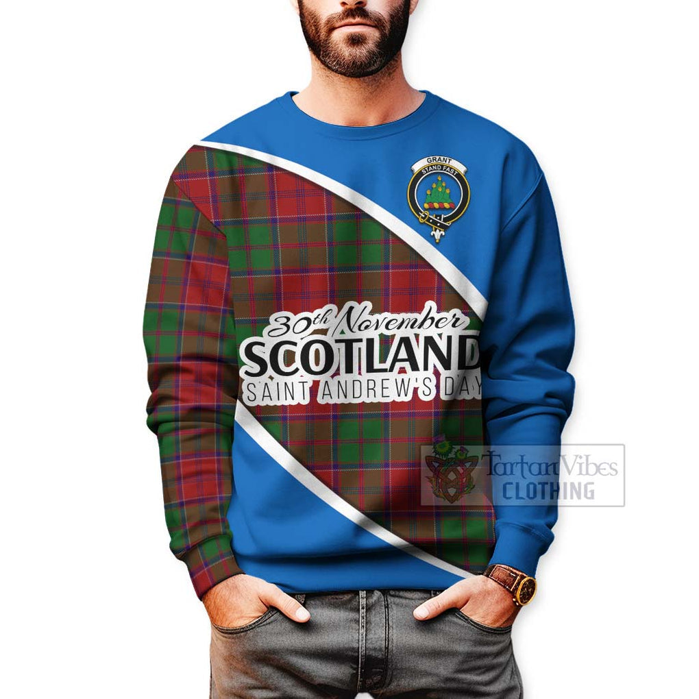 Tartan Vibes Clothing Grant Family Crest Tartan Sweatshirt Celebrate Saint Andrew's Day in Style