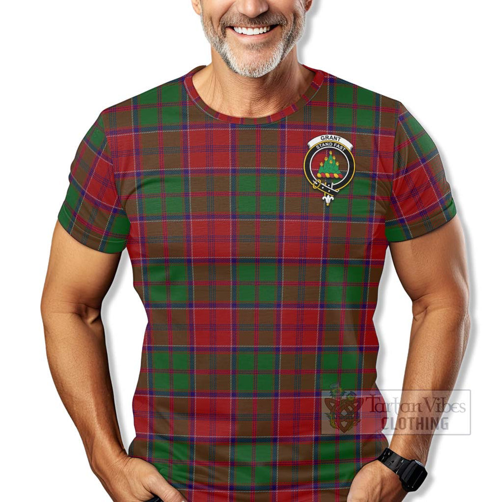 Tartan Vibes Clothing Grant Tartan T-Shirt with Family Crest Celtic Skull Style