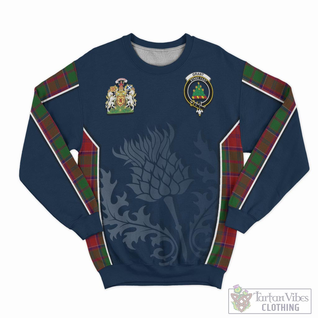 Tartan Vibes Clothing Grant Tartan Sweatshirt with Family Crest and Scottish Thistle Vibes Sport Style