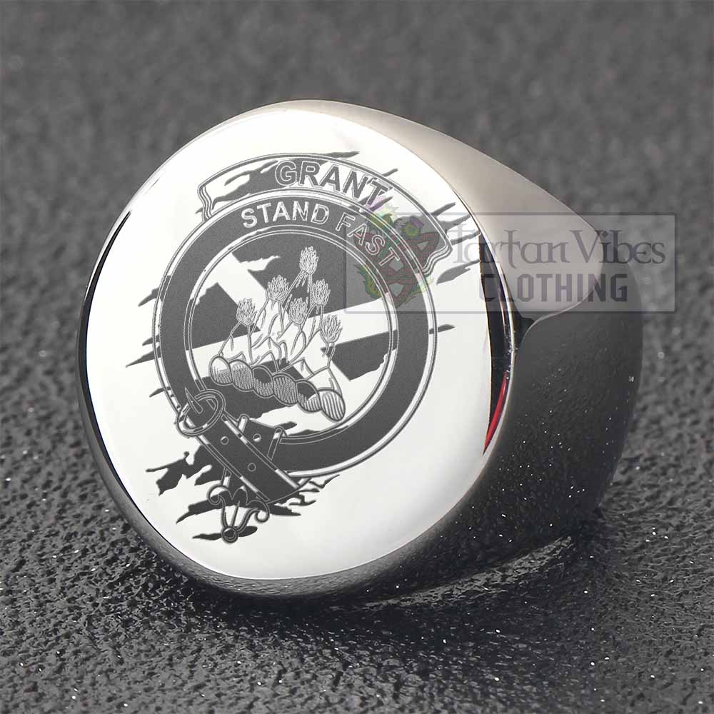 Tartan Vibes Clothing Grant Clan Crest Engraved Ring Scotland In Me Style