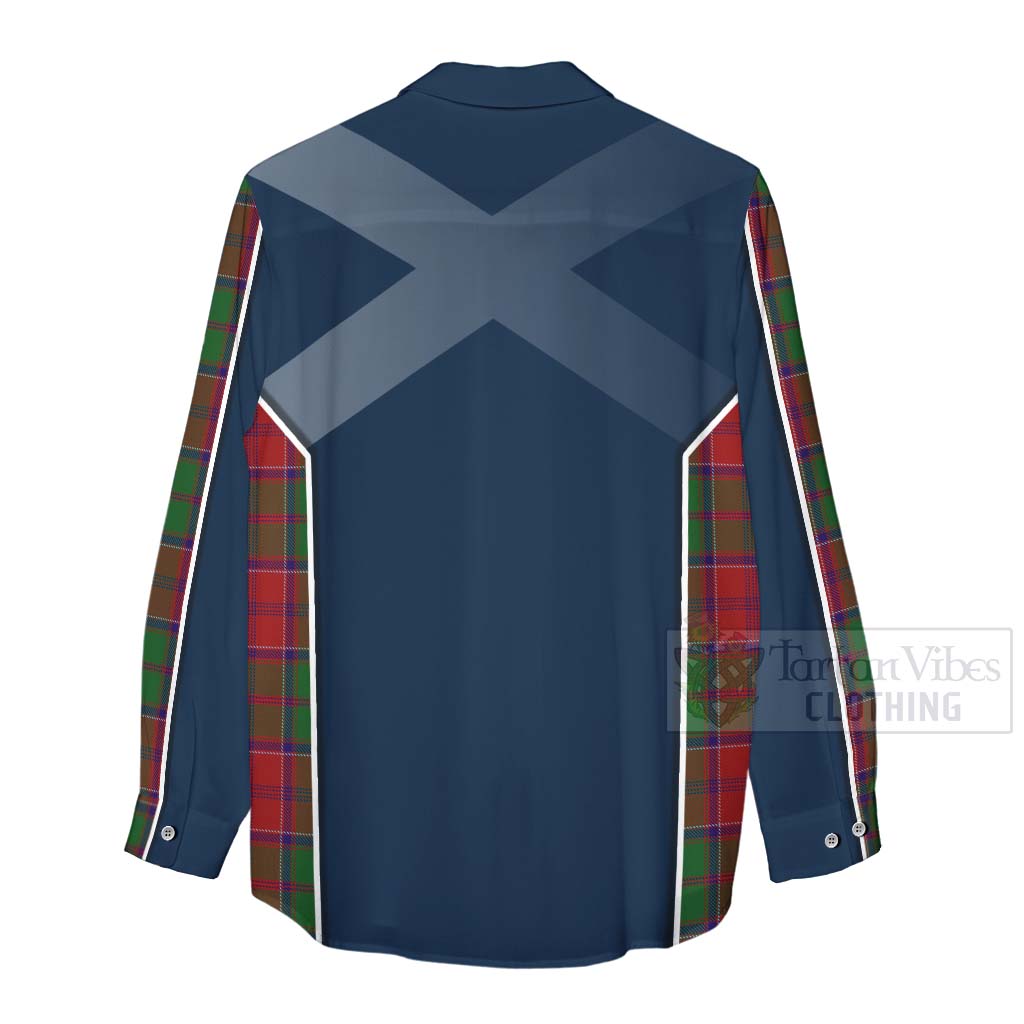 Tartan Vibes Clothing Grant Tartan Women's Casual Shirt with Family Crest and Scottish Thistle Vibes Sport Style