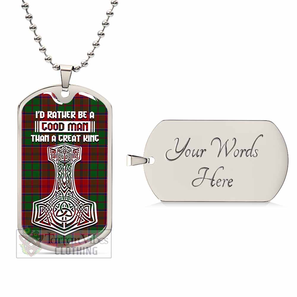 Tartan Vibes Clothing Grant Tartan Dog Tag Necklace Viking Mjolnir Style