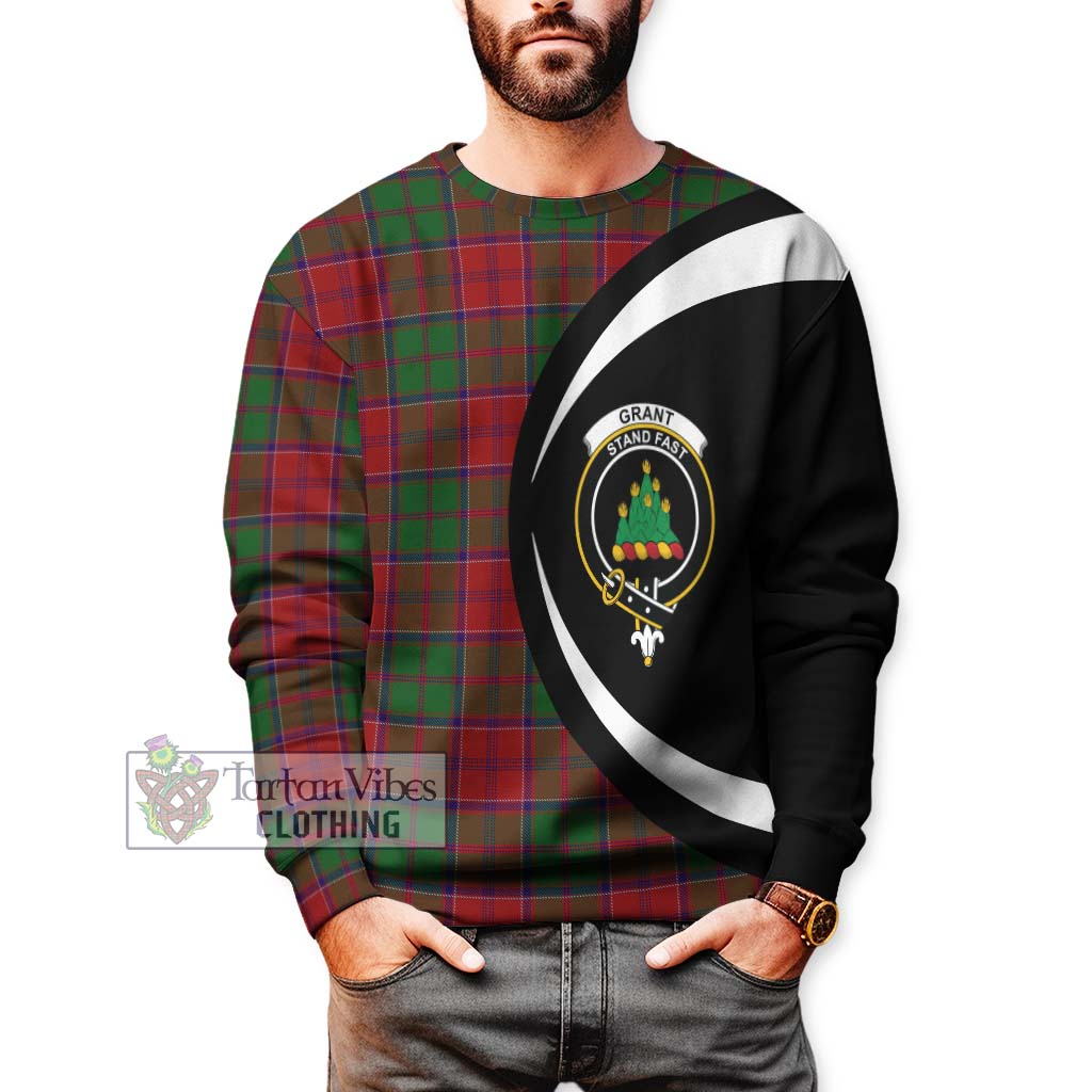 Grant Tartan Sweatshirt with Family Crest Circle Style - Tartan Vibes Clothing