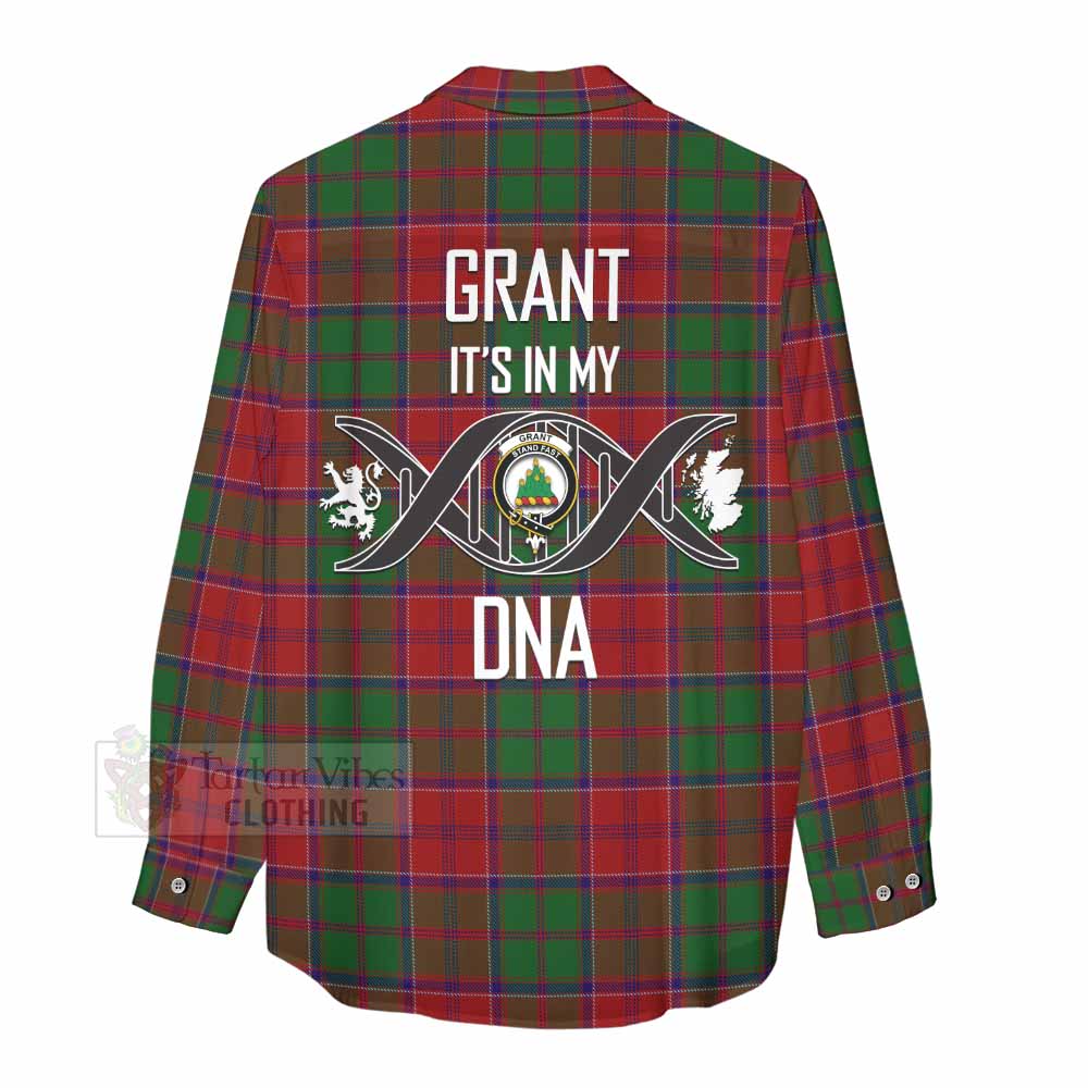 Tartan Vibes Clothing Grant Tartan Women's Casual Shirt with Family Crest DNA In Me Style