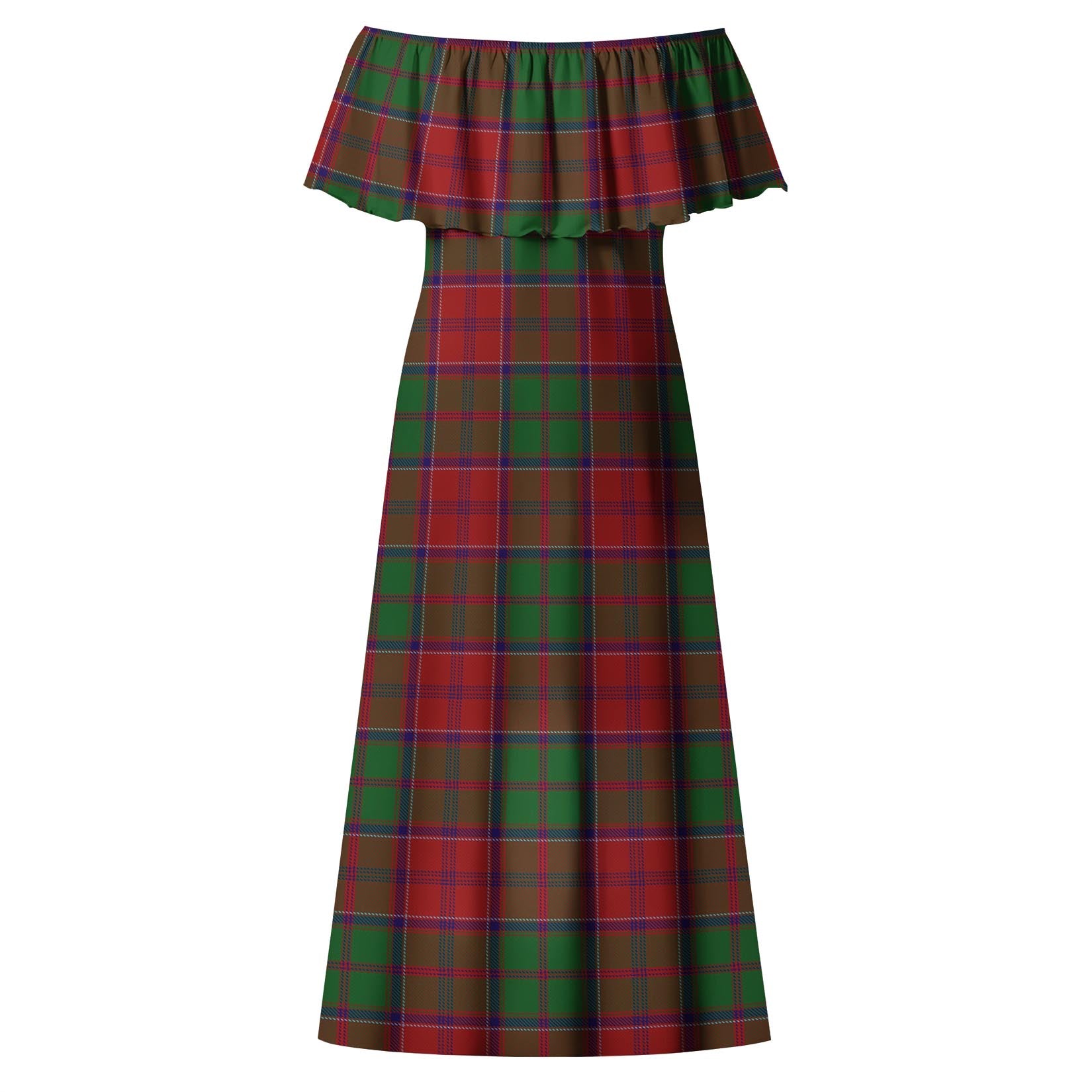 Grant Tartan Off Shoulder Long Dress - Tartanvibesclothing