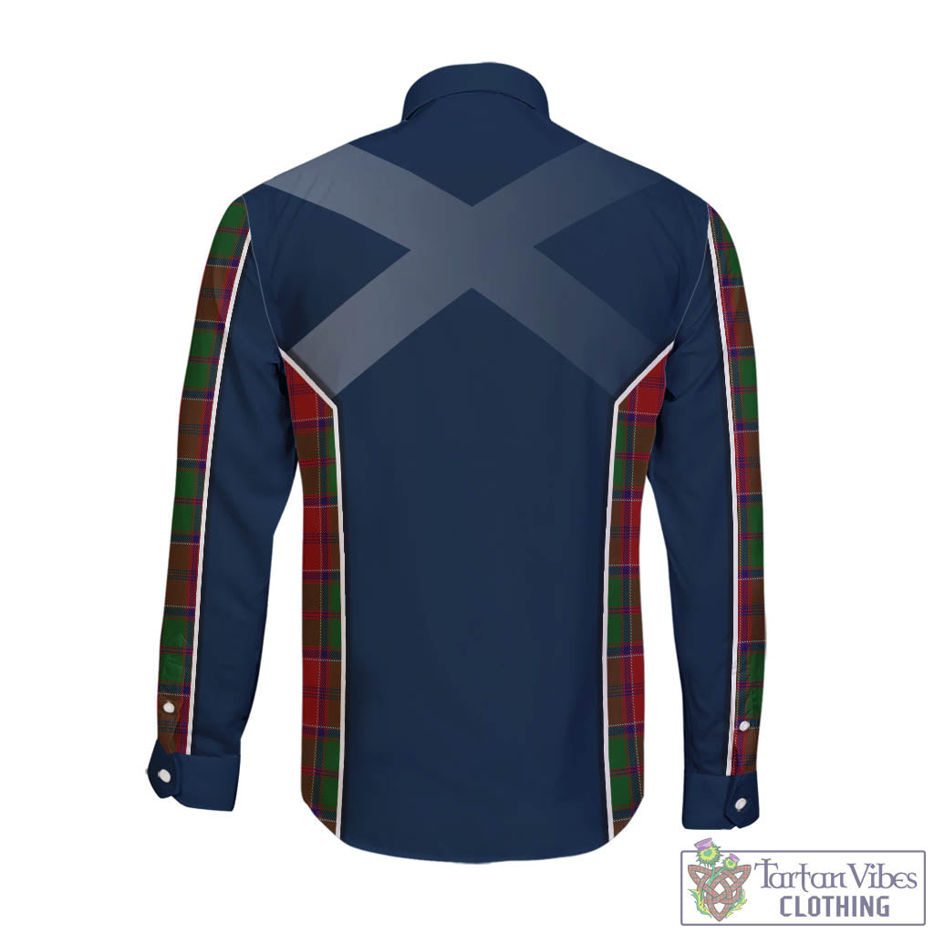 Tartan Vibes Clothing Grant Tartan Long Sleeve Button Up Shirt with Family Crest and Scottish Thistle Vibes Sport Style