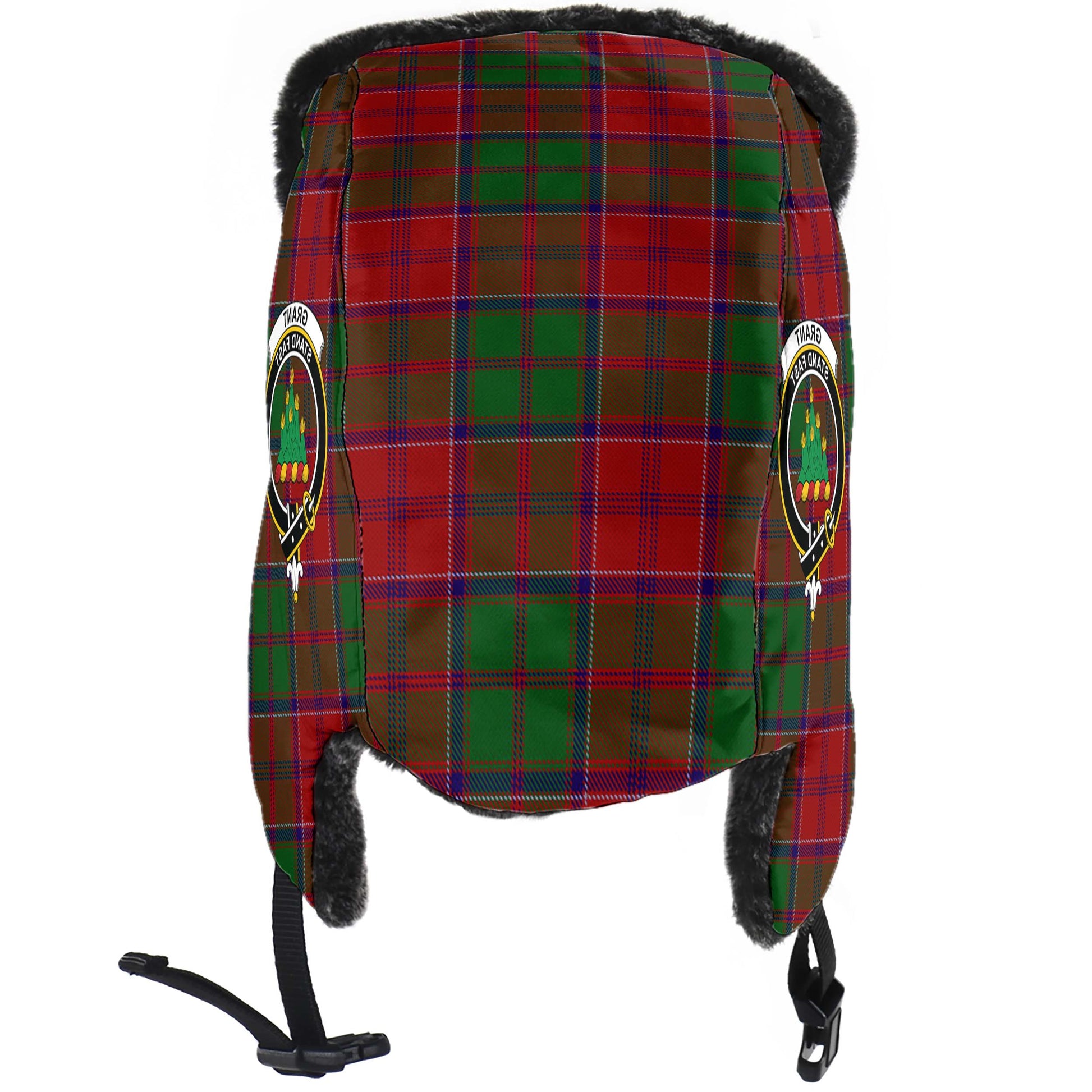 Grant Tartan Winter Trapper Hat with Family Crest - Tartanvibesclothing