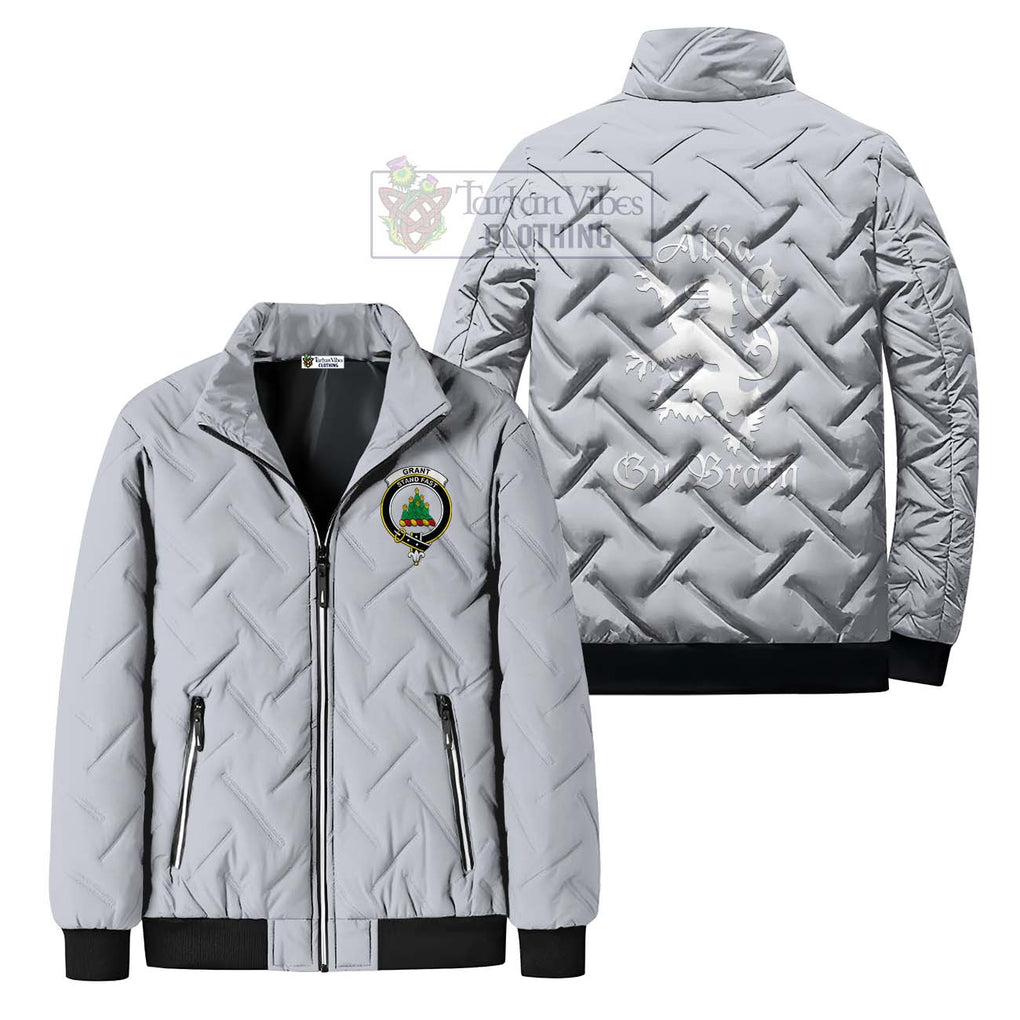 Grant Family Crest Padded Cotton Jacket Lion Rampant Alba Gu Brath Style Gray Unisex - 2D-tartanvibesclothing