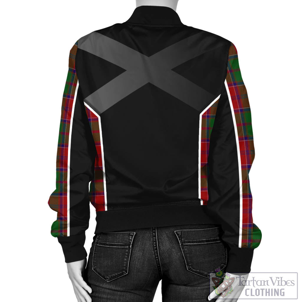 Tartan Vibes Clothing Grant Tartan Bomber Jacket with Family Crest and Scottish Thistle Vibes Sport Style