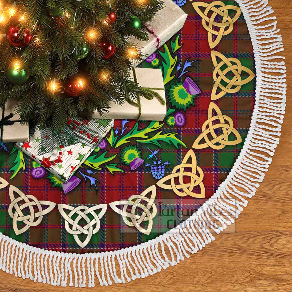 Tartan Vibes Clothing Grant Tartan Christmas Tree Skirt with Thistle Celtic Knot Style